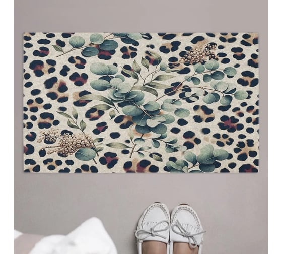 Изображение товара Коврик придверный JoyArty в прихожую с принтом Леопардовый эвкалипт 45х75 см door_429943
