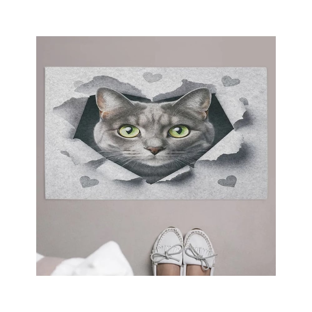 Изображение товара Коврик придверный JoyArty 45х75 см с принтом котиковая любовь влаговпитывающий