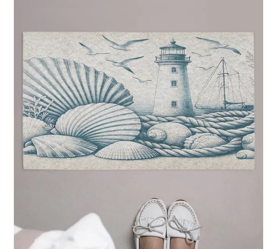 Изображение товара Коврик придверный JoyArty в прихожую с принтом Маяк в ракушках 45х75 см door_sd1106