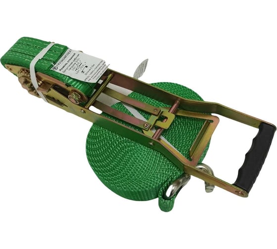 Изображение товара Ремень стяжной ООО Грузкомплект МАСТЕР 2-составной, усиленный, длинная ручка, обратный ход, 50 мм, 5 т, 5 м СР50М5Д