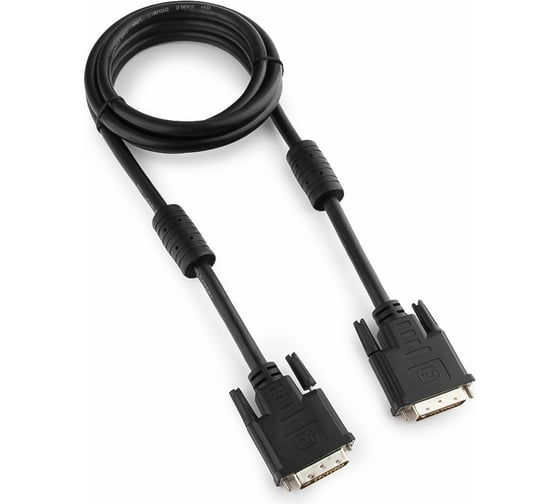Изображение товара Кабель DVI-D Cablexpert single link, экранировка, ферритовые кольца, 1.8м, пакет, черный CC-DVI-BK-6 19M/19M