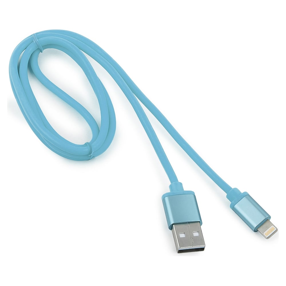 фото Кабель для apple cablexpert am/lightning, серия silver, длина 1м, блистер, синий cc-s-apusb01bl-1m