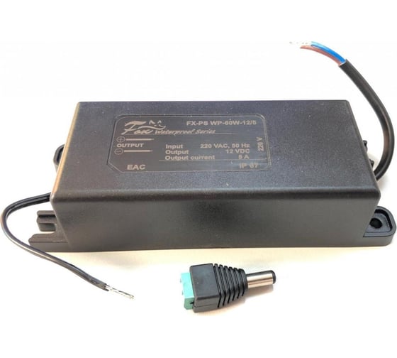 Изображение товара Иcточник питания FOX уличный, IP67, 12В, 5А, 60Вт FX-PS WP-60W-12/5 FX-PS WP-60W-12/5
