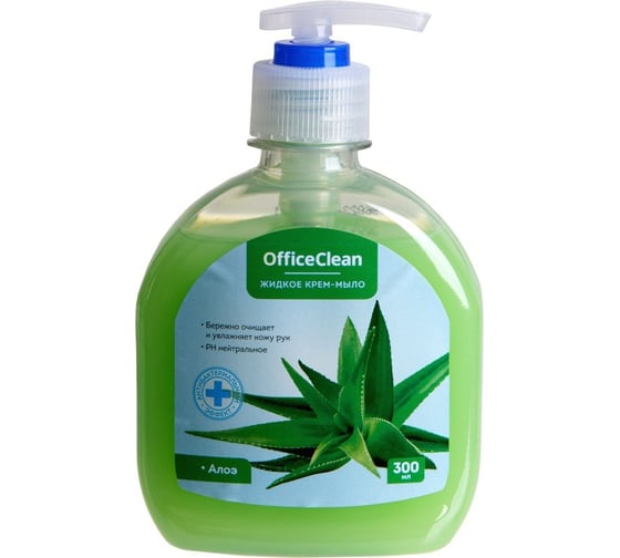 Изображение товара Жидкое антибактериальное крем-мыло OfficeClean Алоэ, с дозатором, 300 мл, 319532