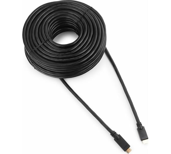 Изображение товара Кабель Cablexpert HDMI, 19M/19M, v2.0, медь, позол.контакты, экран, усилитель, 30м, черный, пакет, CC-HDMI4-30M