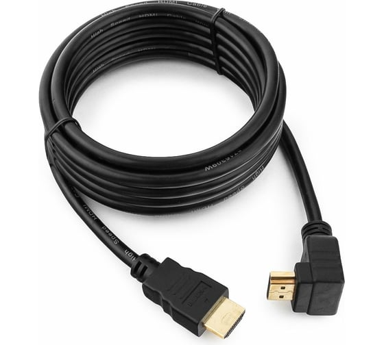 Изображение товара Кабель HDMI Cablexpert 3.0 м v2.0 19M/19M медь, позол.разъемы, экран, угловой разъем черный CC-HDMI490-10
