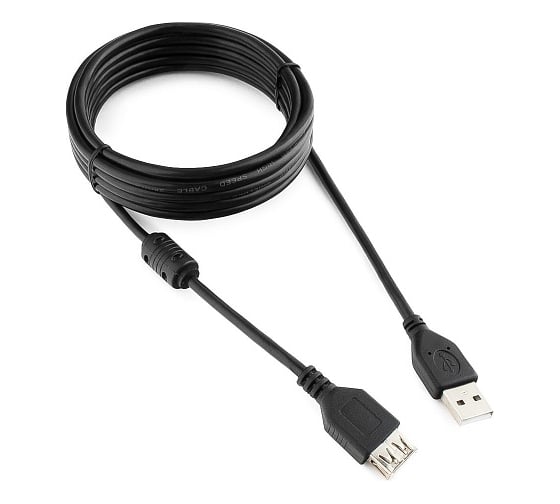 Изображение товара Кабель Cablexpert, удлинитель, USB2.0 Pro, AM/AF, 3 м, экранированный, черный, CCF-USB2-AMAF-10