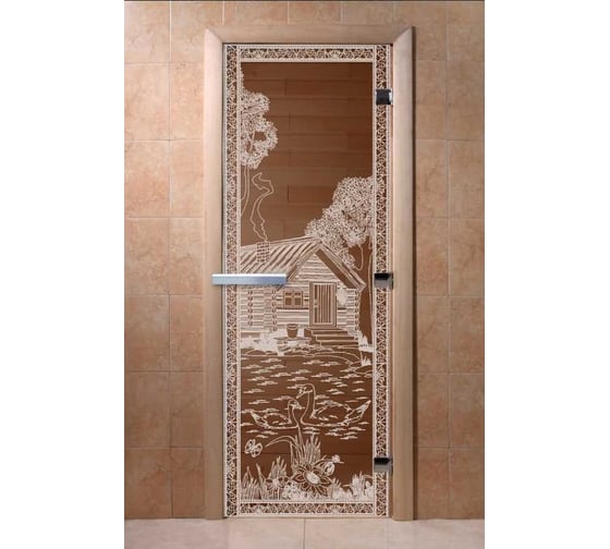 Изображение товара Дверь DoorWood "Банька в лесу" (бронза) 170x70 DW01477