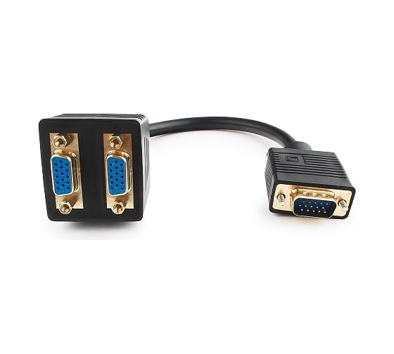 Изображение товара Разветвитель Cablexpert, VGA, HD15M/2x15F, 1 компьютер - 2 монитора, CC-VGAX2-20CM