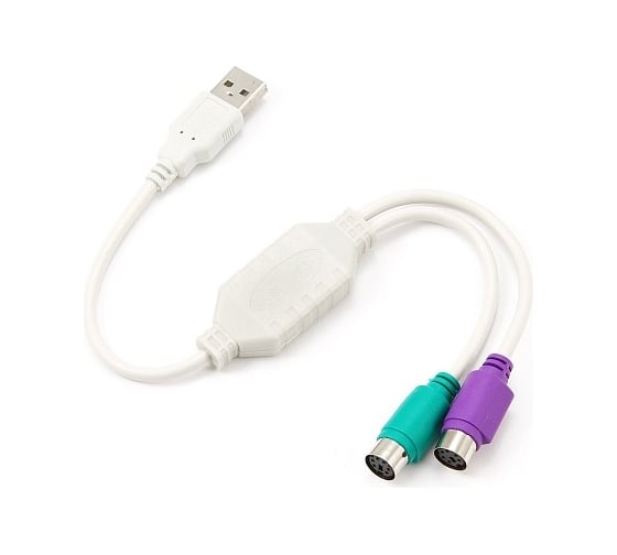 Изображение товара Конвертер Cablexpert PS/2 - USB порт AM/2xPS/2, Pro, 30см, белый, блистер UAPS12
