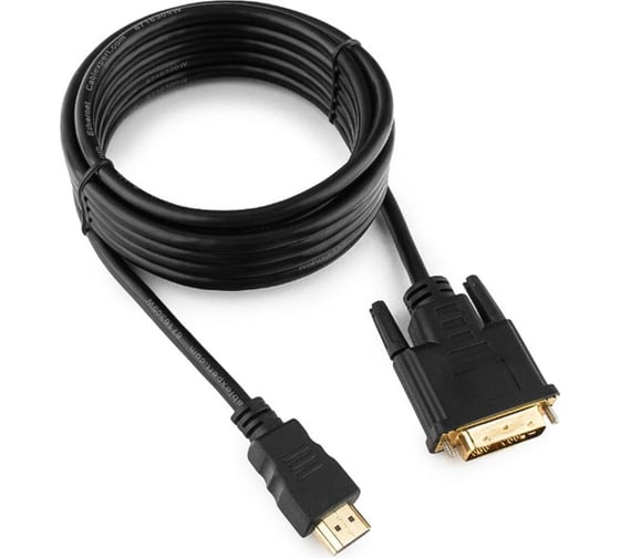 Изображение товара Кабель Cablexpert HDMI-DVI 19M/19M, 3.0м, single link, медь, позол. разъемы, экран, черный CC-HDMI-DVI-10