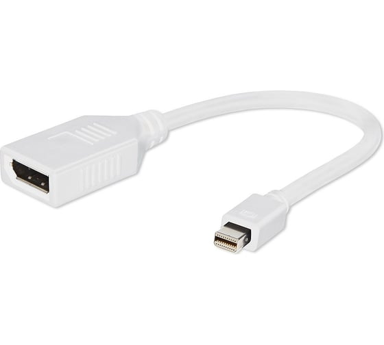 Изображение товара Переходник Cablexpert, miniDisplayPort - DisplayPort, 20M/20F, длина 16 см, белый, A-mDPM-DPF-001-W