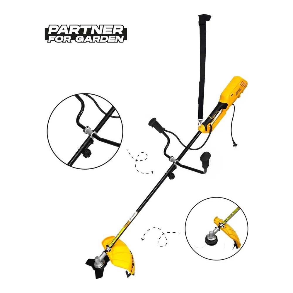 Изображение товара Электротриммер PARTNER FOR GARDEN ЕТ 2800, 2800 Вт, нож 3Т, леска и нож, разборный вал, велосипедная ручка 4986