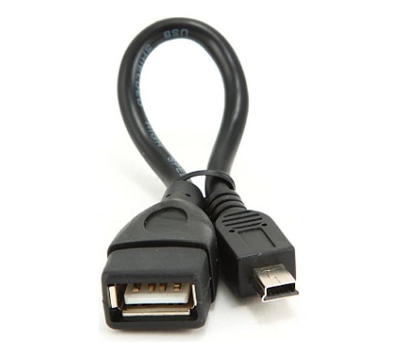 Изображение товара Кабель-переходник Cablexpert USB 2.0 OTG AF/MiniUSB, медь, Pro, 0.15м, черн, пакет A-OTG-AFBM-002