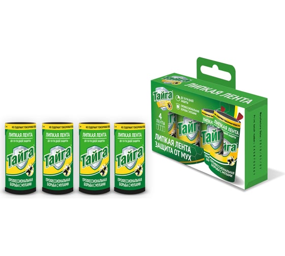Изображение товара Липкая лента защита от мух Тайга в коробочке 4 шт ИН-101