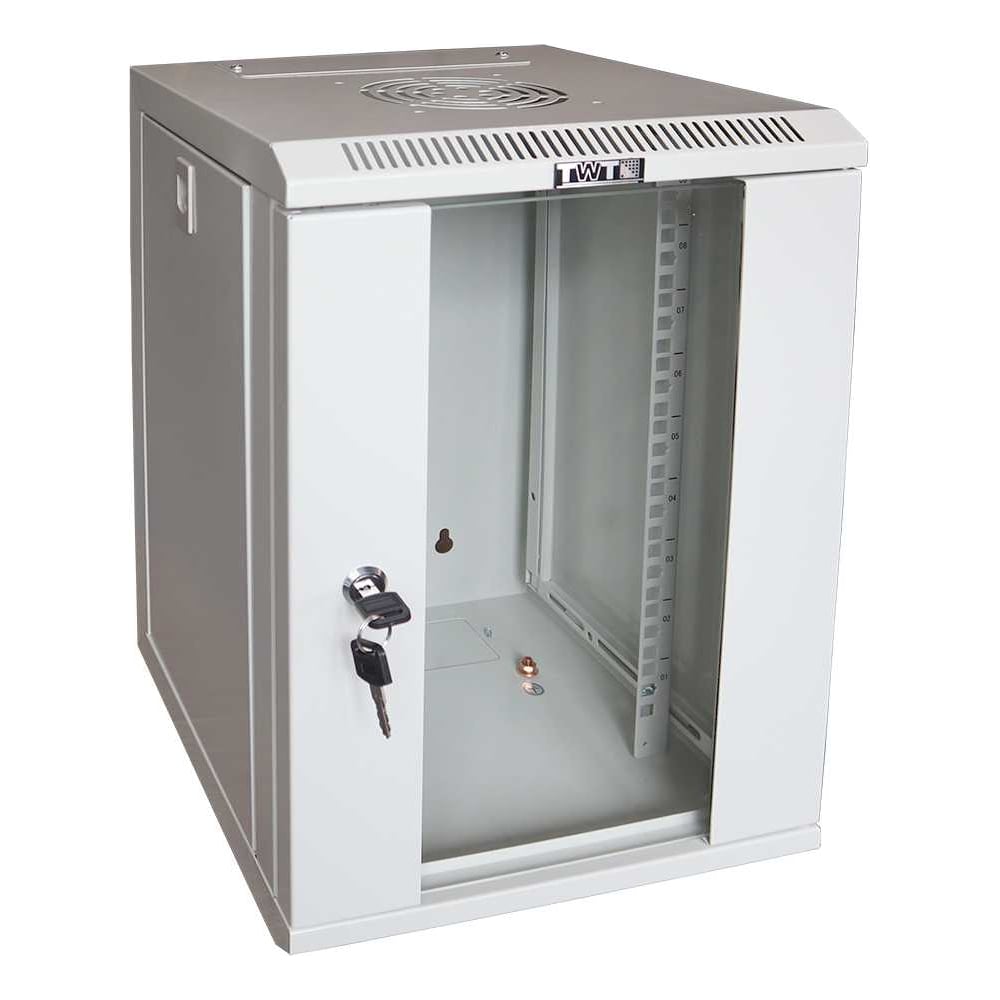 Изображение товара Настенный шкаф TWT 10 12U 312x300 стекло серый модель TWT-CBW10G-12U-3x3-GY
