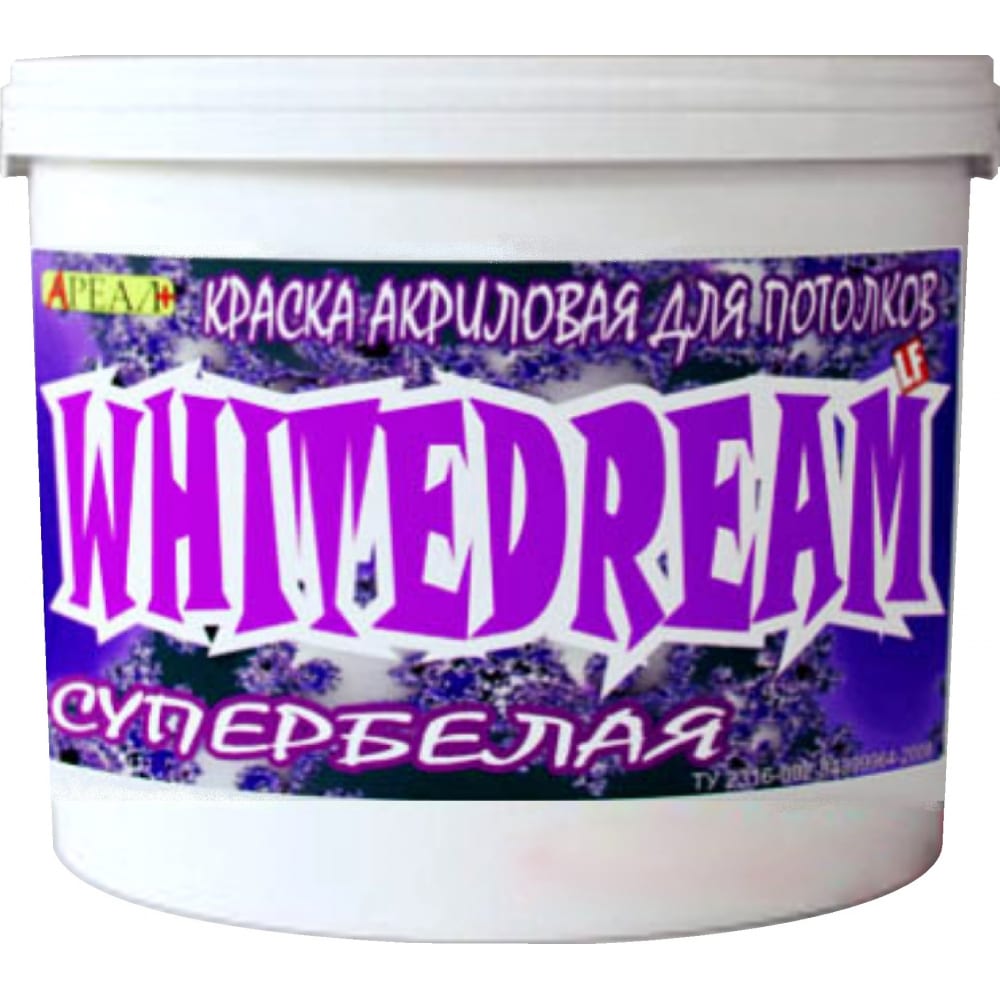 фото Супербелая краска для стен и потолков ареал+ whitedream вд-ак 0204 бак 40 кг а-023