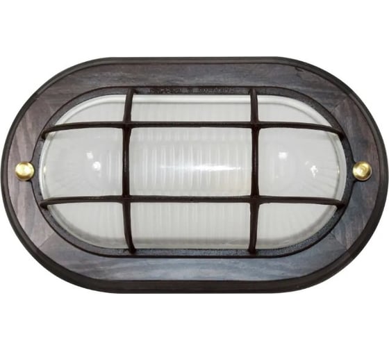 Изображение товара Светильник настенно-потолочный ЭЛЕТЕХ Самарканд 1402 Овал малый НПП 03-60-022 IP 65 матовый / корпус с решеткой, дер. венге [ИМ] 1005501089