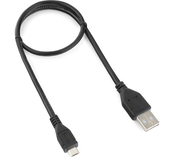 Изображение товара Кабель Cablexpert Pro USB 2.0 AM/micro BM 5P, 0.5м, экран, черный, пакет CCP-mUSB2-AMBM-0.5M