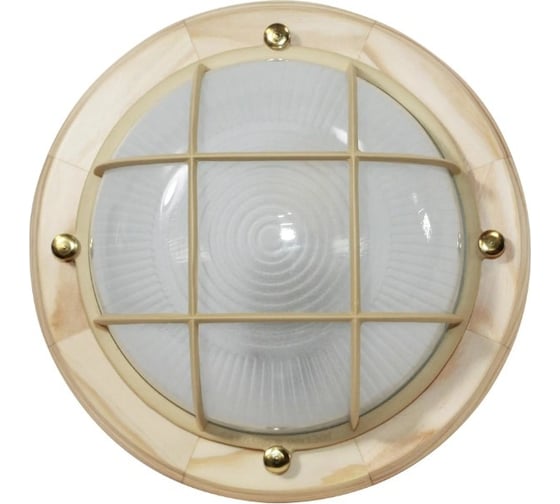 Изображение товара Светильник настенно-потолочный ЭЛЕТЕХ Самарканд 1302 Круг малый НПП 03-60-014 IP 65 матовый / корпус с решеткой, дер. сосна [ИМ] 1005501087