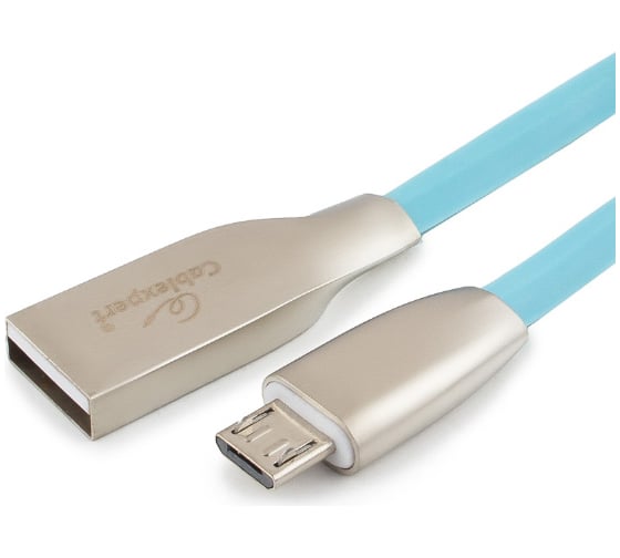 Изображение товара Кабель Cablexpert серия Gold USB 2.0 AM/micro-B, длина 1м, синий, блистер CC-G-mUSB01Bl-1M