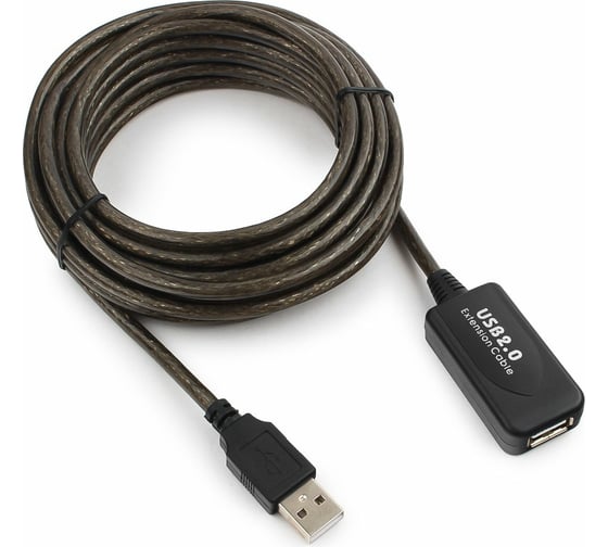Изображение товара Кабель-удлинитель Cablexpert USB2.0 активный, AM/AF, медь, двойн. экран, 5м, полупрозрач, блистер UAE-01-5M
