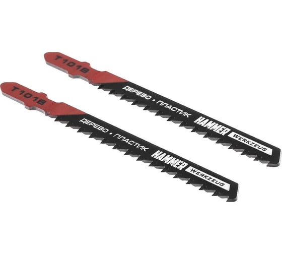 Изображение товара Пилка для лобзика Flex 204-101 JG WD T101B дерево\пластик, 74 мм, шаг 2.5, HCS, 2 шт Hammer 30573