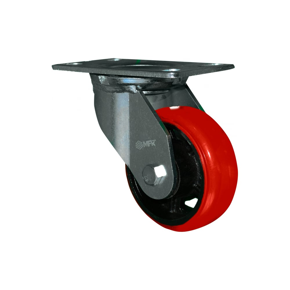 Изображение товара Колесо большегрузное поворотное 200 мм, красный полиуретан MFK-TORG 68803200