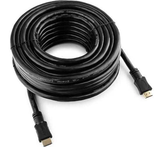 Изображение товара Кабель Cablexpert HDMI 19M/19M, v2.0, медь, позол.контакты, экран, 15м, черный, пакет, CC-HDMI4-15M