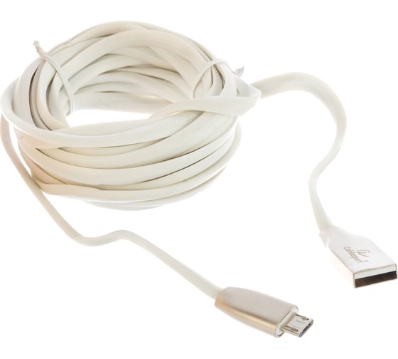 Изображение товара Кабель Cablexpert серия Gold USB 2.0 AM/micro-B, длина 3м, белый, блистер CC-G-mUSB01W-3M