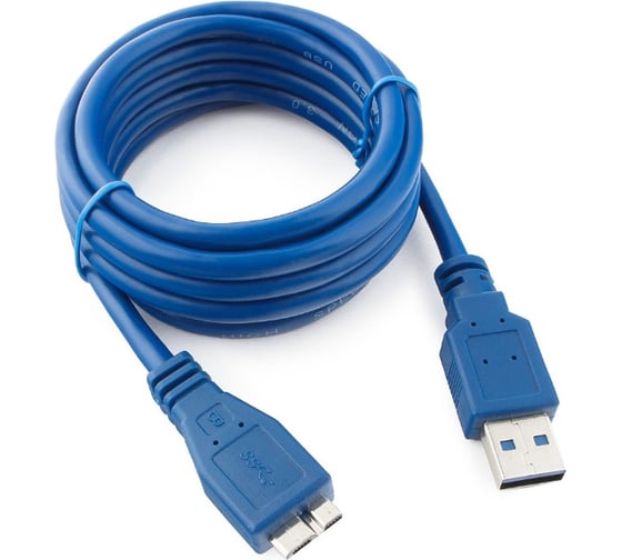 Изображение товара Кабель Cablexpert Pro USB 3.0 AM/micro BM 9P, 1.8м, экран, синий, пакет CCP-mUSB3-AMBM-6