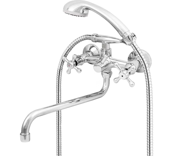 Изображение товара Смеситель для ванны Mix&Fix Соффрон двуручный, с аксессуарами, с S-изливом, 350 мм тов-114496