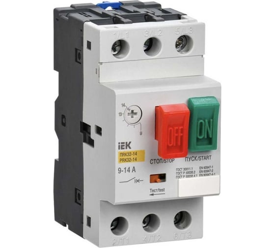 Изображение товара Автоматический выключатель защиты двигателя IEK ПРК 32-14, In=14A, Ir=9-14A, Ue, 660В DMS11-014
