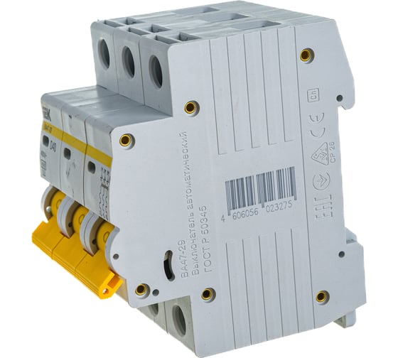 Изображение товара Автоматический модульный выключатель IEK ВА 47-29 3п, D, 40А, 4.5кА, ИЭК MVA20-3-040-D