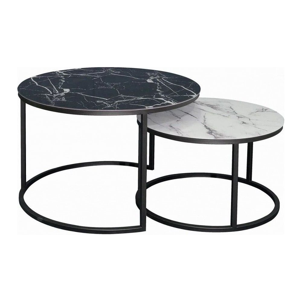 Изображение товара Журнальный стол Desk Question DQ №2 Duae лофт черный/мрамор 605 мм