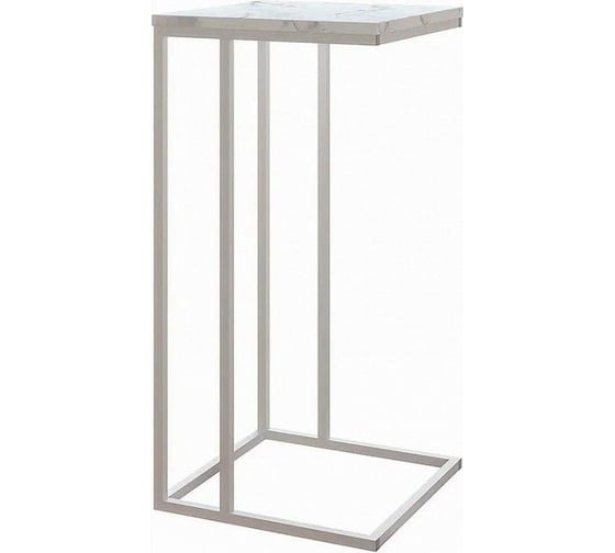Изображение товара Стол Desk Question лофт DQ Nabag белый мрамор, корпус белый, 350х350х710 мм 10156