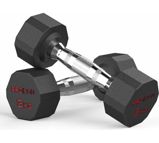 Изображение товара Гантели обрезиненные PROIRON 2 шт по 3 кг Г2030ОБР