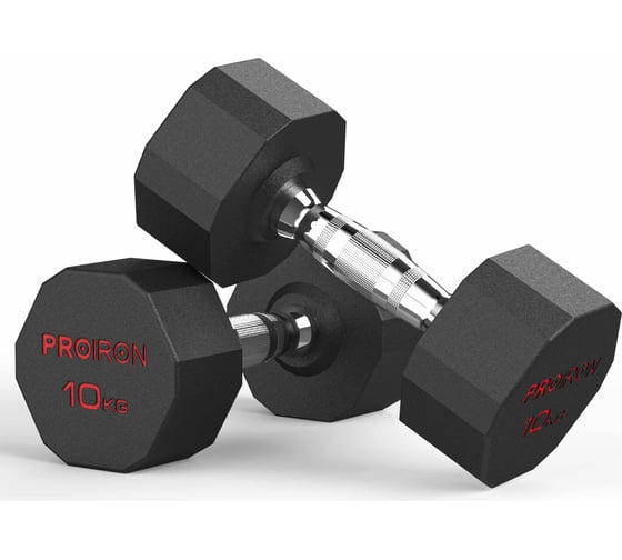 Изображение товара Гантели обрезиненные PROIRON 2 шт по 10 кг Г2100ОБР