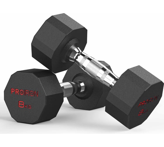 Изображение товара Гантели обрезиненные PROIRON 2 шт по 8 кг Г2080ОБР