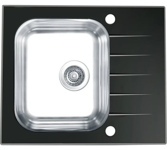 Изображение товара Мойка ALVEUS VITRO 10 RAL9005-90 черная, 600х500 мм, c сифоном клапан-автомат 1058656 1114557