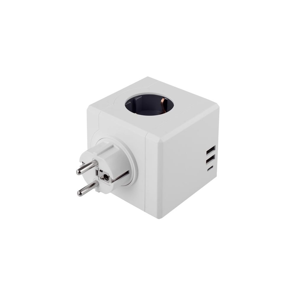 Изображение товара Разветвитель ROCKETSOCKET cube original lite 3 евро 16а 3 розетки и 2 USB