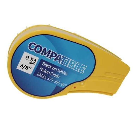 Изображение товара Лента Русмарк BM21-375-595-WT 9.53mm/6.4m, винил, черная на белом для BMP21-Plus RM142800