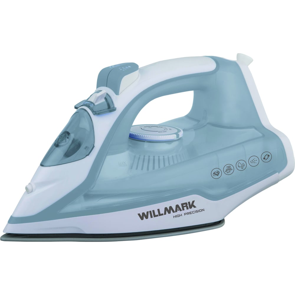 Изображение товара Утюг Willmark SI-2267CB 2200 Вт, керамическая подошва, 280 мл, самоочистка, паровой удар, шнур 1,8 м, NEW бело-серый 2000667