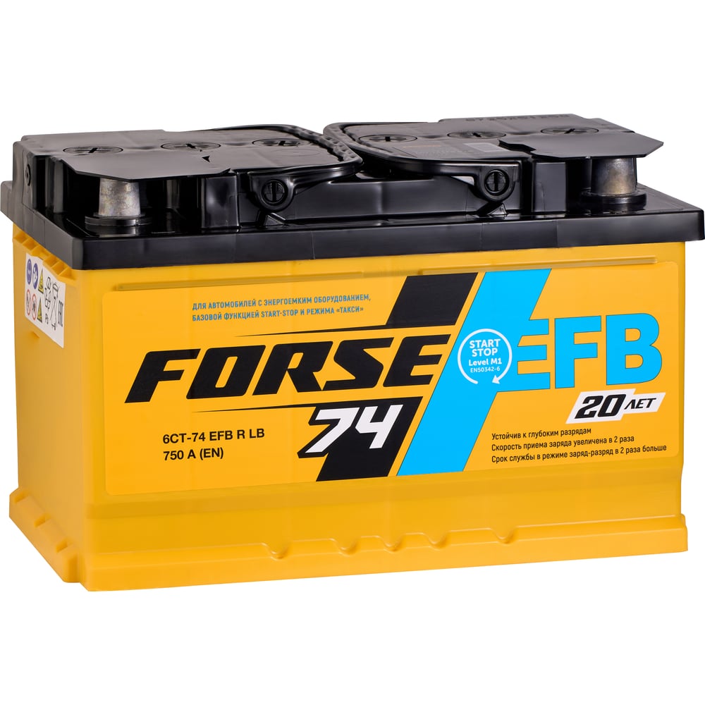 Изображение товара Аккумулятор автомобильный FORSE EFB 6ст-74 VLR 0 LB 750A 12В