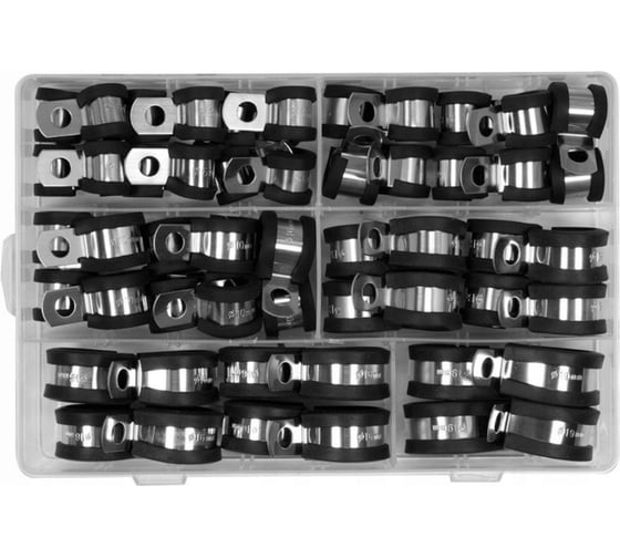 Изображение товара Набор хомутов сантехнических YATO 52 штуки (пластиковый бокс) YT-067834