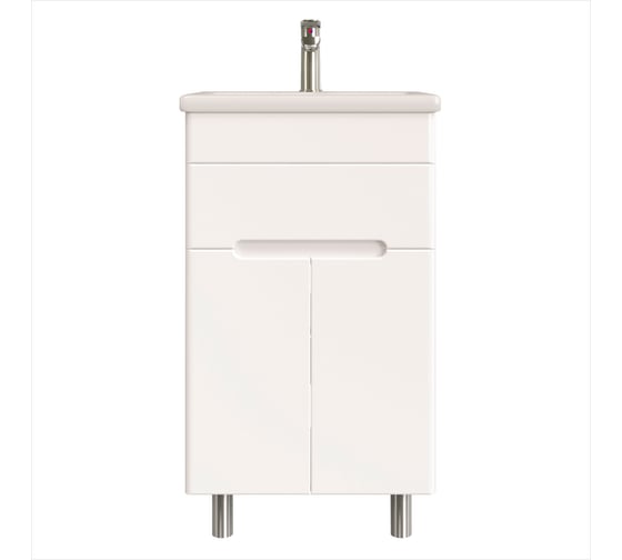 Изображение товара Тумба напольная Sanstar Модена 50 с раковиной Como 50 (комплект) для ванной комнаты, белая 222.1-1.4.1.ККОМ