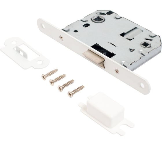 Изображение товара Защёлка с фиксатором Аллюр АРТ L7050R W матовый белый, овальная планка 18 мм, без ручек 14548