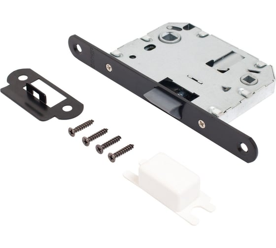 Изображение товара Защёлка с фиксатором Аллюр АРТ L7050PR BL матовый черный, пластик, овальная планка 18 мм, без ручек 14545