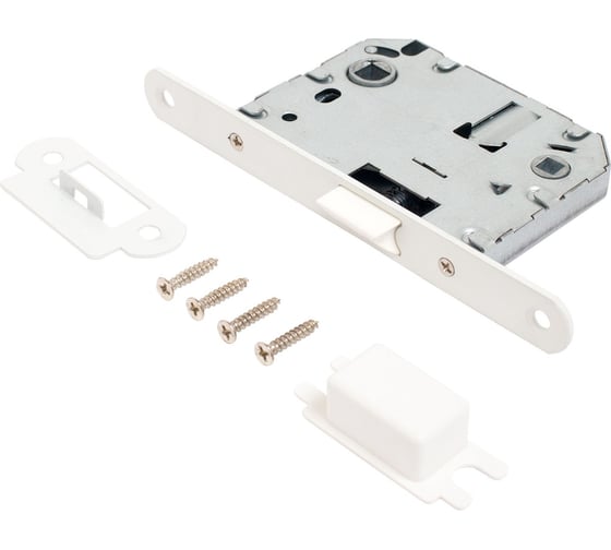 Изображение товара Защёлка с фиксатором Аллюр АРТ L7050PR W матовый белый, пластик, овальная планка 18 мм, без ручек 14546