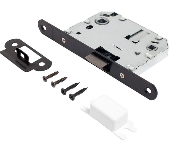 Изображение товара Защёлка с фиксатором Аллюр АРТ L7050R BL матовый черный, овальная планка 18 мм, без ручек 14547